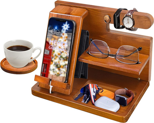 Organizador Mesa De Noche Base Celular Reloj Regalo Hombre