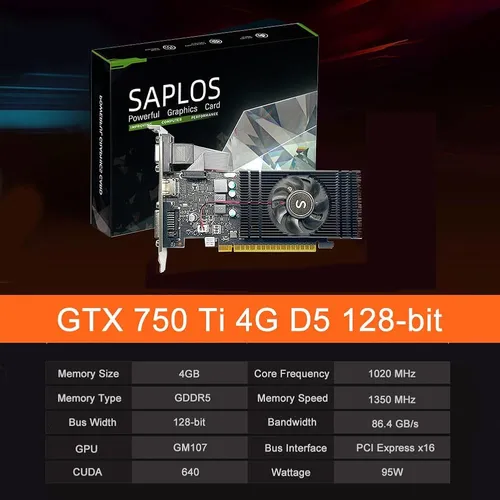 Tarjeta Gráfica Saplos Gtx 750 Ti 4gb Gddr5 128-bit