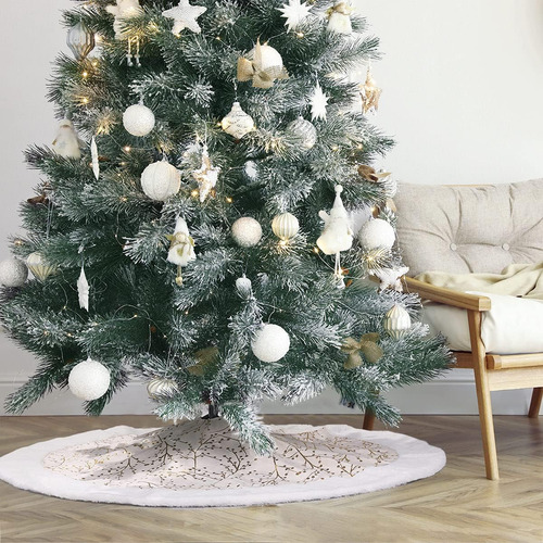 Falda Del Arbol De Navidad Blanco Dorado De 48 Pulgadas