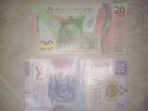 Billetes De Uso Con Las 2 Aa De 50 Pesos Y 20 Pesos 