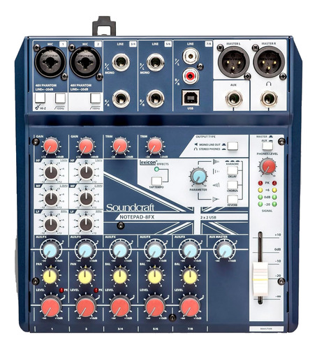 Mezcladora 8 Canales (2 Directos, 6 Compartidos) Soundcraft