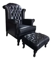 Comprar Poltrona + Puff Chesterfield Berger Mc Couro Nat. Legítimo