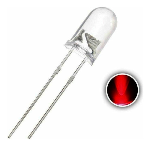 10 Led 5mm Alto Brillo Rojo