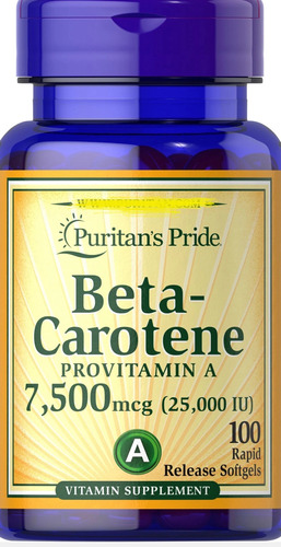 Betacaroteno Vitamina A 25000iu X 100  Americano Sin Glúten