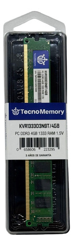 Memoria Ram Tecnomemory Pc Ddr3 4gb 1333mhz Kvr1333d3n9t/4gb