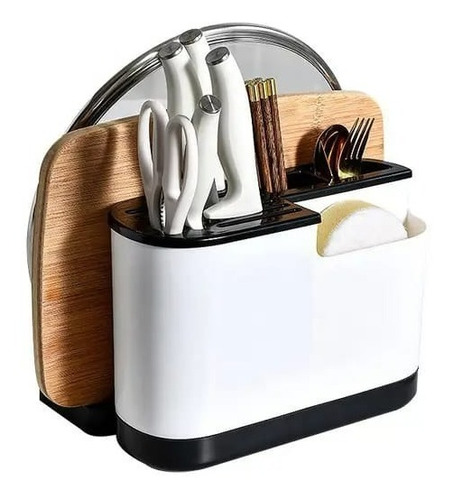 Organizador Porta Cuchillos Tapas Con Base Removible Negro 