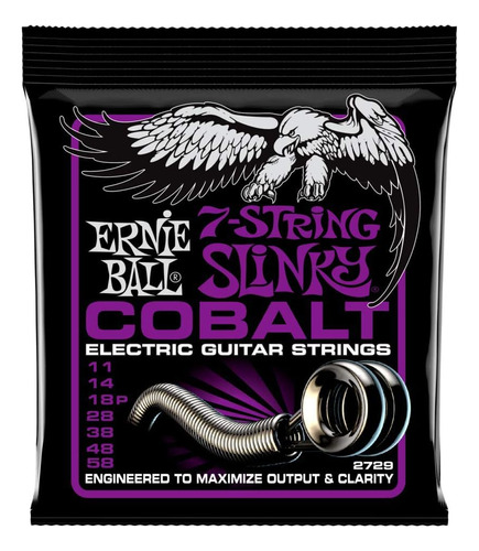 Guitarra Eléctrica Ernie Ball Power Slinky Cobalt De 7 Cuerd