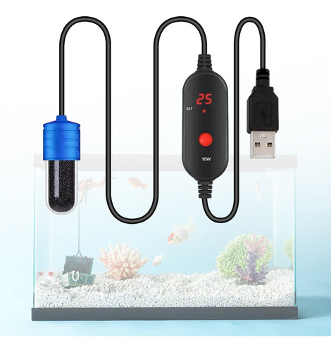 Mini Calentador De Acuario 15-34 °c Ajustable Invierno 10w