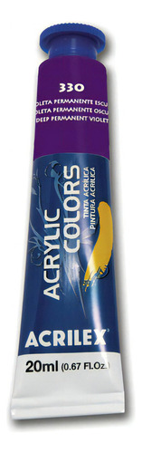 Tinta Acrílica Acrilex 20ml - Acrylic Colors - Tela E Outros Cor 330 - Violeta Permanente Escuro