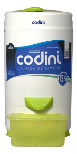 Secarropas Codini Innova 6.5kgs Tambor Acero Inox. 2800rpms Color Blanco/Verde