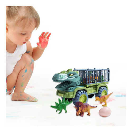 Juego De Juguetes Con Carrito De Transporte De Dinosaurios