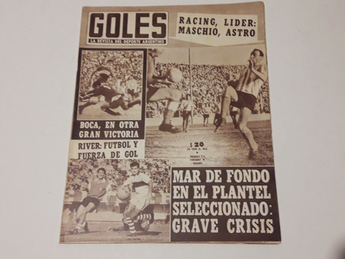 Revista Goles N° 917 De 1966 Racing Lider. Maschio Astro