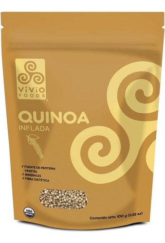 Vivio Foods Quinoa Orgánica Inflada, Quinoa, 100 Gramos