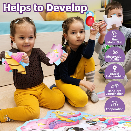 Puzzle Wookidel Unicorn Floor, 45 Piezas, Para Niños De 3 A