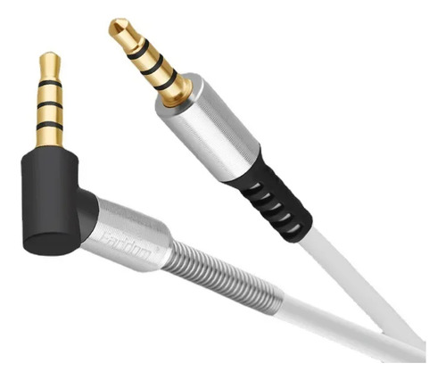 White Line Silver Shell - Bend Head 3.5mm Audio Line Aux