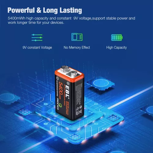 EBL 9 V 600 mAh baterías de litio-ion recargables o cargador 9V o batería  con cargador