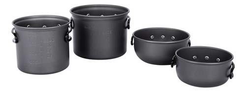 Set de 2 Ollas De Aluminio + 2 Sartenes Gadnic Desmontables para Exterior Camping