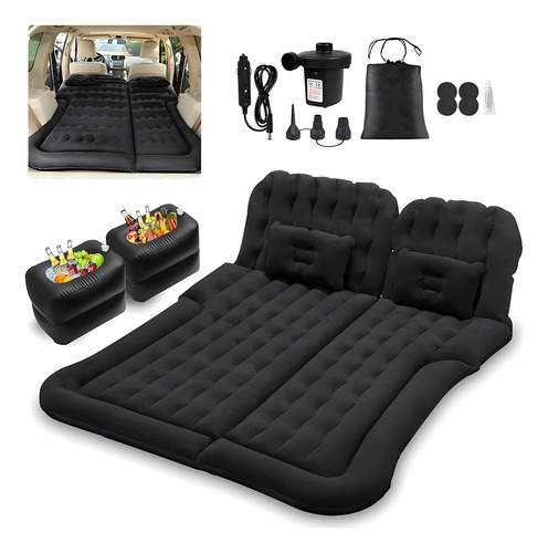 Colchon Inflable Con Compresor 12v Y 2 Almohadas Para Auto