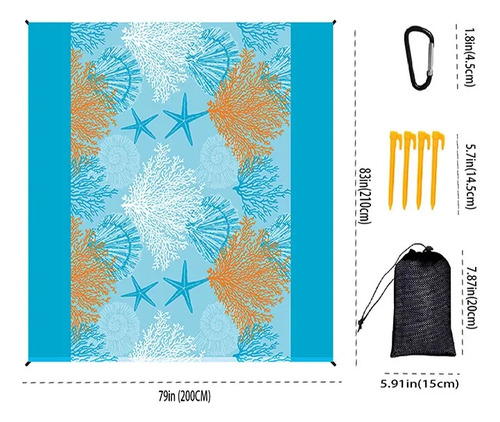 Blue Grey 200*140 - Alfombra De Playa Al Aire Libre Plegable