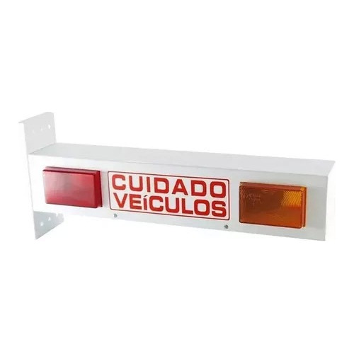 2pc Sinalizador Portão Cuidado Veiculo Sinaleira Led Garagem