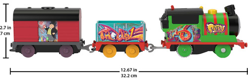 Tren Motorizado Graffiti Percy Con 2 Autos De Carga