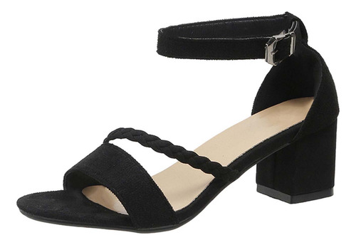 Sandalias Casuales De Verano Con Tacón Grueso Y Hebilla De M