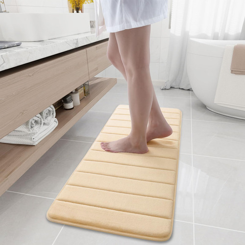 Alfombra Antideslizante Para Baño Crema