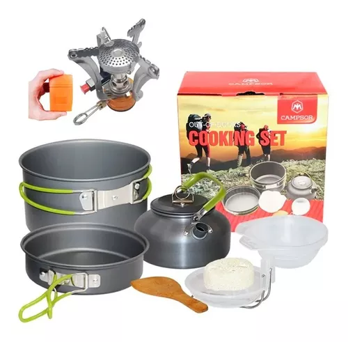 Set Cocina Camping Portatil + Kit De Accesorios Para Camping
