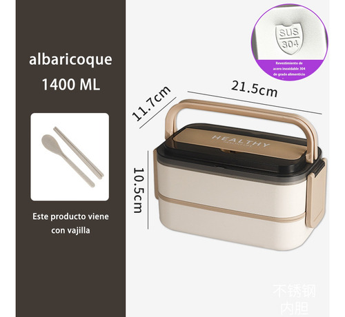 Doble Grado Alimenticio Acero Inoxidable Aislado Lunch Box Doble Capa 1400ml