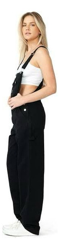 Overol De Mezclilla A La Moda Negro Mezclilla Rigida 36