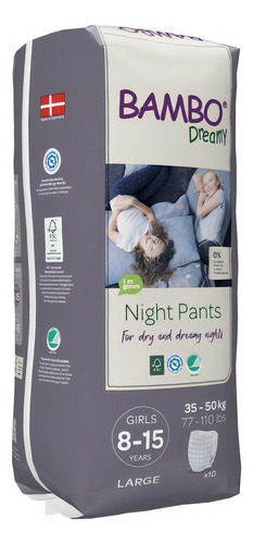 Pañales Ecologicos Nocturnos Night Pants Dreamy Niña 8-15 Años 10uds - Bambo Nature