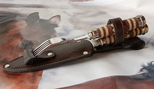 Cuchillo/tenedor Inoxidable C/tejido Tiento Alpaca 14c Vaina