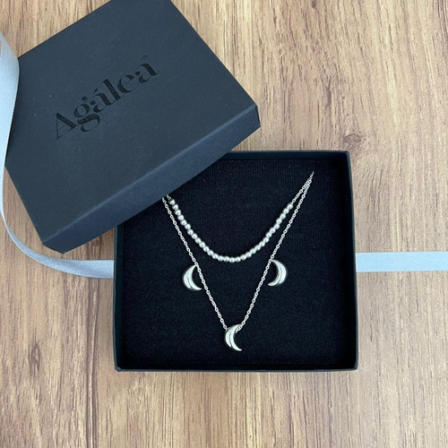 Imagen 7 de 9 de Collar De Plata 925 Set De Cadena Dije Y Aretes Mujer Agálea
