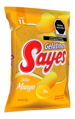 Imagen 2 de 3 de Gelatina En Polvo Sayes De Agua Sabor Mango 120gr