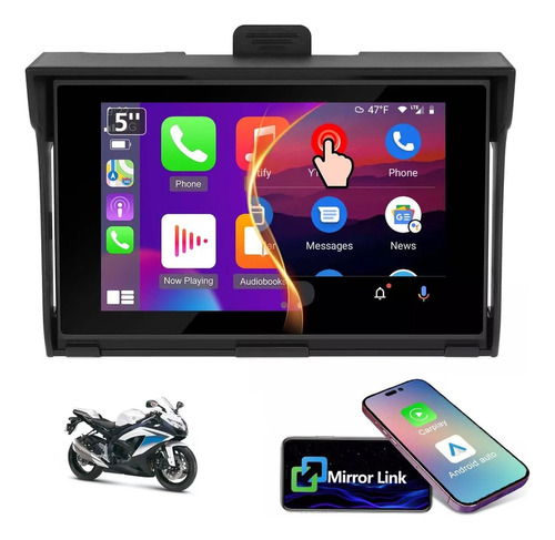 Autoestéreo 5in Reproductor Y Carplay Mirrorlink Para Motos