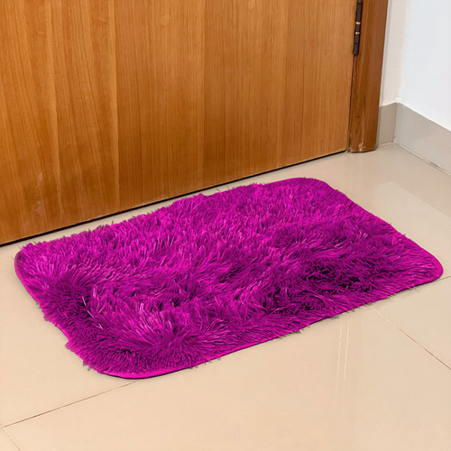 Tapete Sala Quarto 60x40 Shaggy Luxuoso Peludo Fofinho Pink 