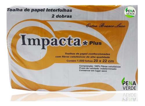 Papel Toalha Interfolha Impacta 20 X 22cm Pacote 1000 Folhas