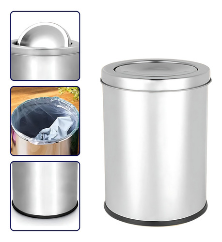 Cesto Lixo Lixeira Inox Basculante Redonda Multiuso 5 Litros