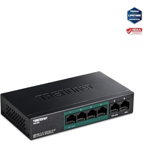 Trendnet Conmutador Fast Ethernet Poe+ De 6 Puertos, 4 X Pue