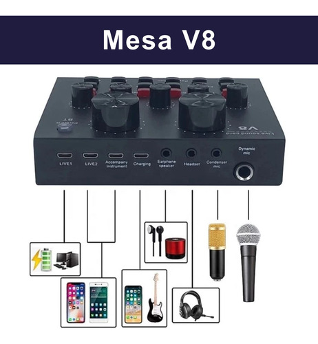 Kit Microfone Condensador Dourado Interface De Mesa Com Fio