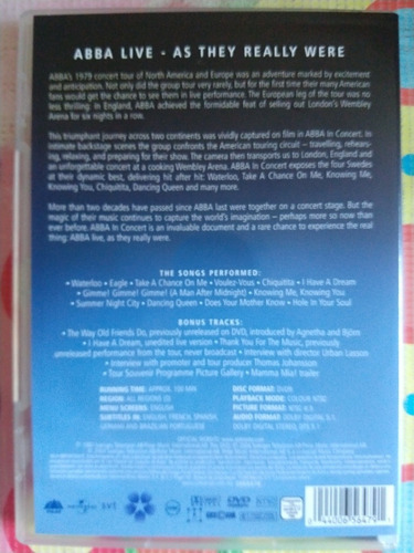 Dvd Abba In Concert Live As They Really Were Y (Usado)