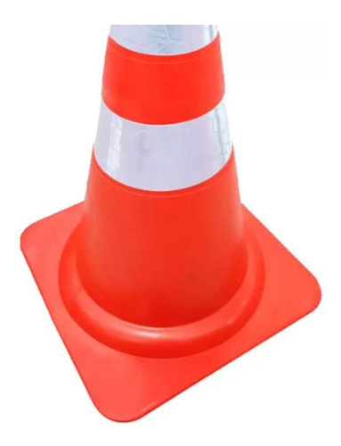 Imagem 3 de 6 de Cone De Segurança 50cm Laranja E Branco Flexível - Plastcor