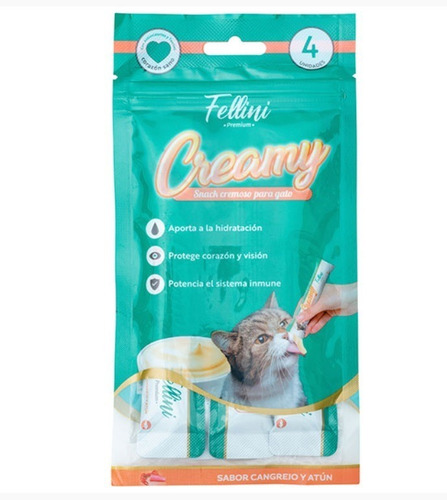 Alimento Húmedo Gato Fellini Creamy Cangrejo Atun 60gr. Np