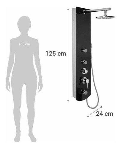 Columna Para Ducha 120x24 Cm Negro Sensi Dacqua