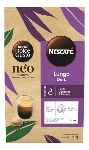 Capsula Dolce Gusto Neo - Café Lungo Dark 10 Capsulas
