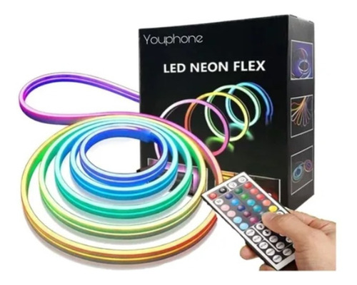 Kit Manguera Luces Neon Led Flex Rgb 5 Metros Con Fuente Y C