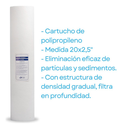 Carcasa + Filtro 20x2,5 Sedimentos Agua Dureza Sarro Azul