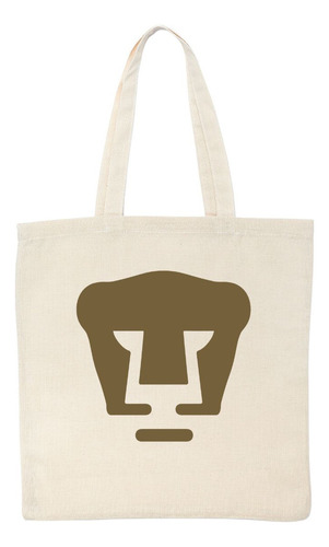 Bolsa Tote Pumas Logo Dorado Color Beige Diseño de la tela Liso