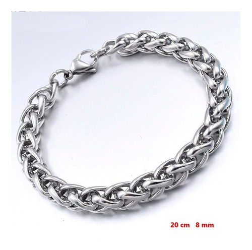 Pulseira Masculina 8mm Aço Inox 20cm