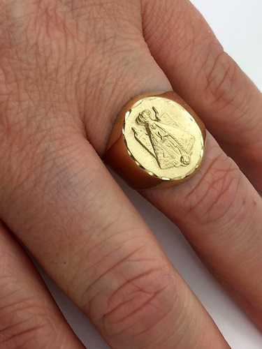 Anel Nossa Senhora Aparecida Ouro 18k Teor 750 12x Sem Juros